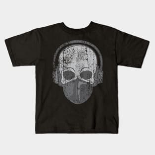 Social Distancing Music Lover Skull with Face Mask and Headphones Kids T-Shirt